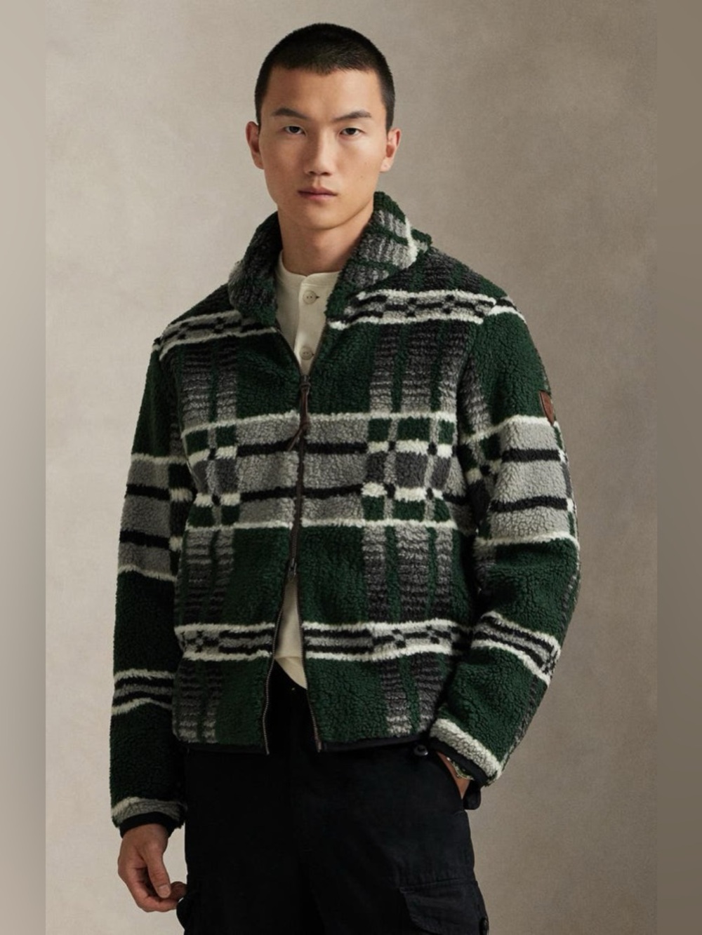 Polo Ralph Lauren Geometric-Print Pile Fleece Jacket in Canadian Blanket Large